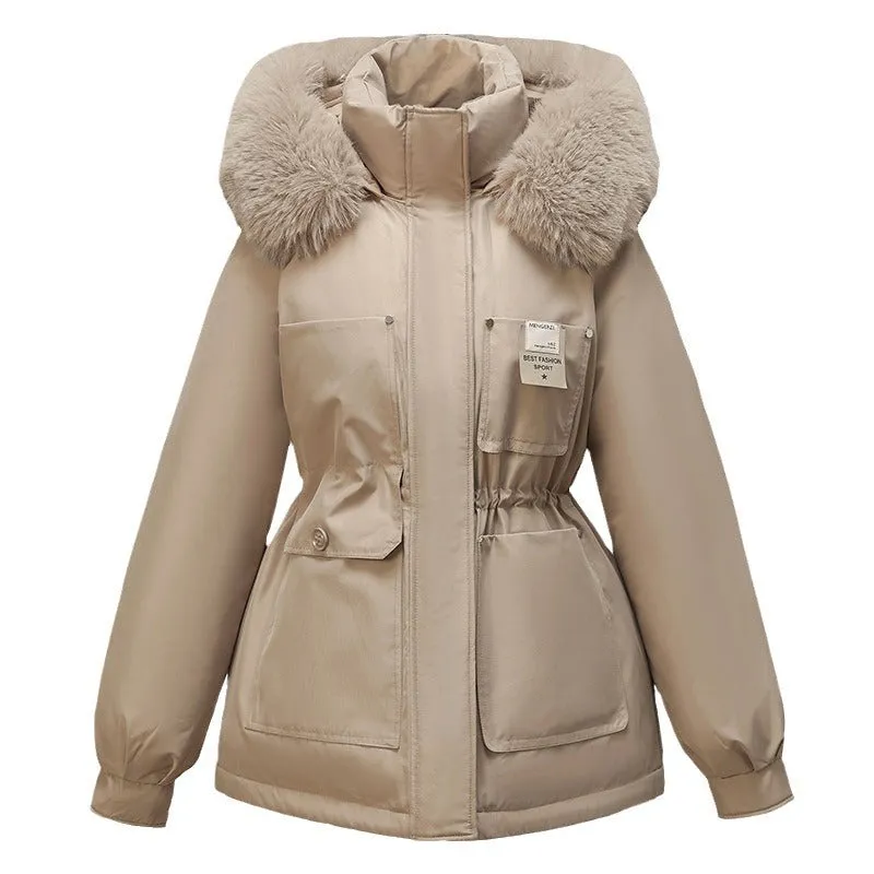 Insulated Hooded Parka for Women with Drawstring Waist