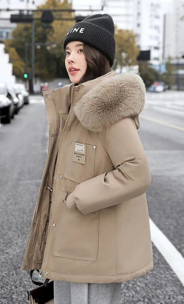 Insulated Hooded Parka for Women with Drawstring Waist