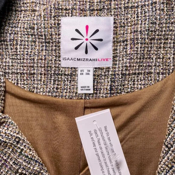 ISAAC MIZRAHI LIVE! Boucle Tweed Bomber Jacket NWT Size 3XL