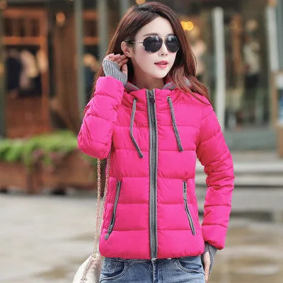 jacket women fashion slim short cotton-padded Hooded jacket parka female wadded jacket outerwear coat women