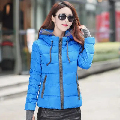 jacket women fashion slim short cotton-padded Hooded jacket parka female wadded jacket outerwear coat women