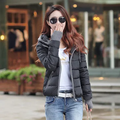 jacket women fashion slim short cotton-padded Hooded jacket parka female wadded jacket outerwear coat women