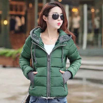 jacket women fashion slim short cotton-padded Hooded jacket parka female wadded jacket outerwear coat women
