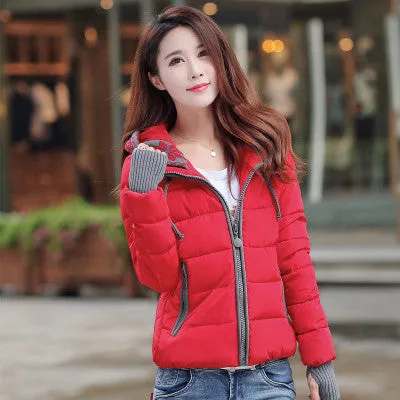 jacket women fashion slim short cotton-padded Hooded jacket parka female wadded jacket outerwear coat women