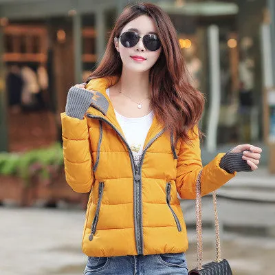 jacket women fashion slim short cotton-padded Hooded jacket parka female wadded jacket outerwear coat women