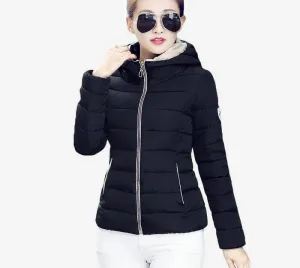Jacket Women Hooded Parka Slim Cotton-Padded High Neck Candy Color Cotton Jacket Coat Plus Size z84