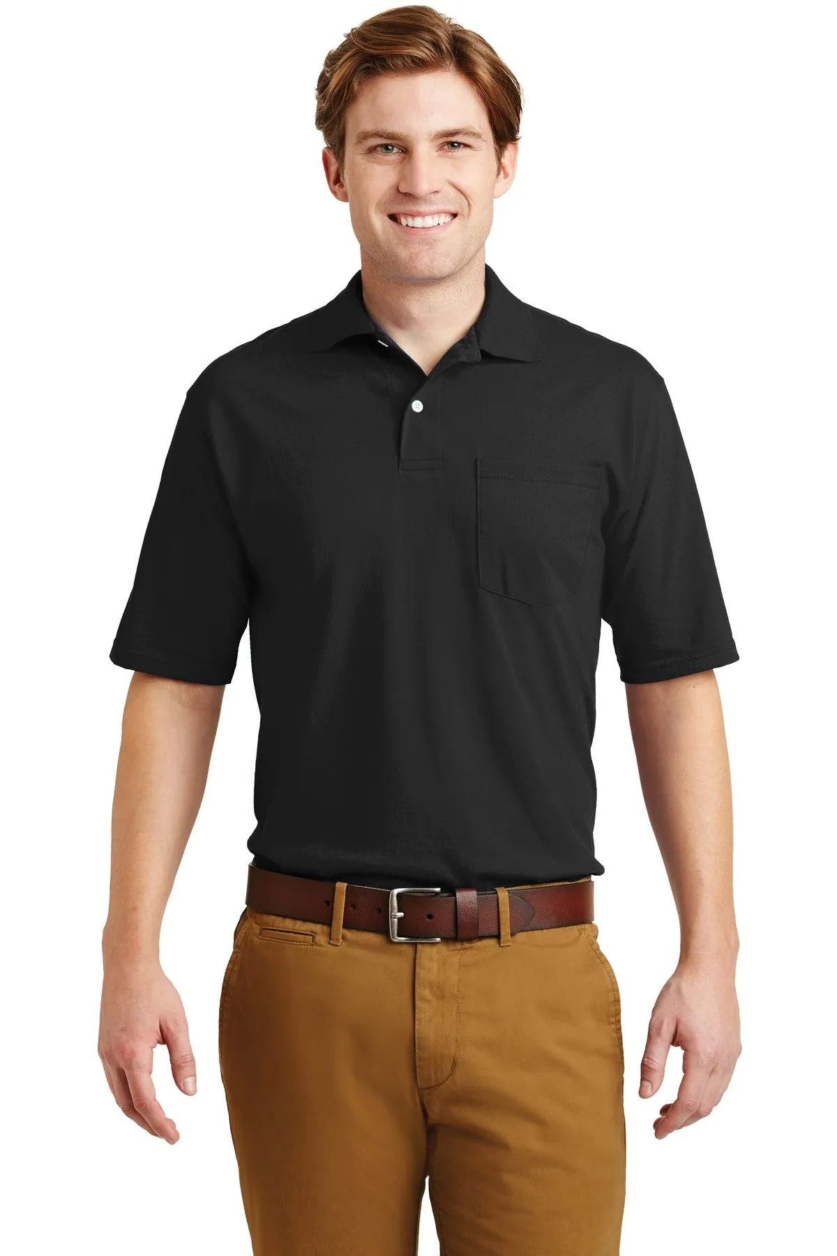 Jerzees Dri-Power Pocket Sport Shirt. 436MP Black