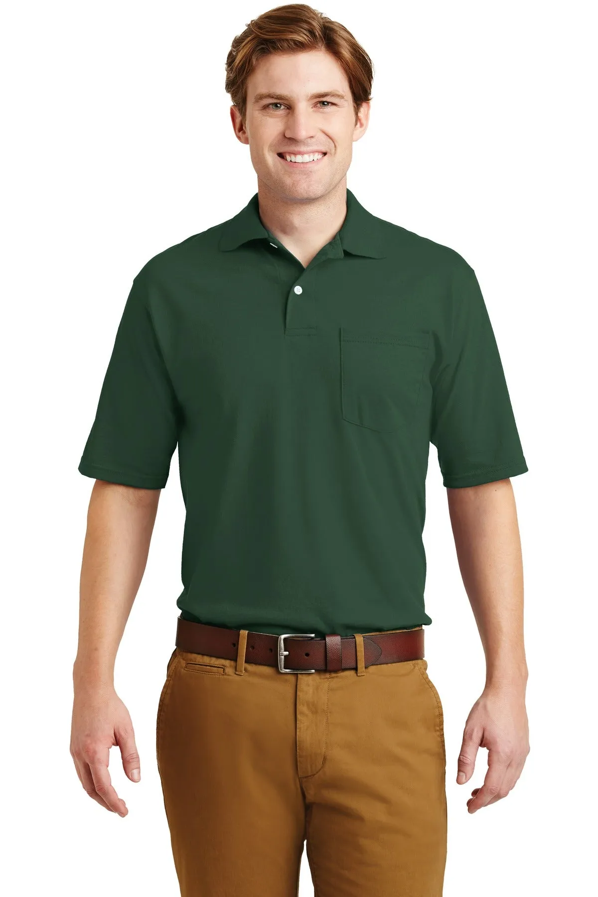 Jerzees Dri-Power Pocket Sport Shirt. 436MP Forest Green