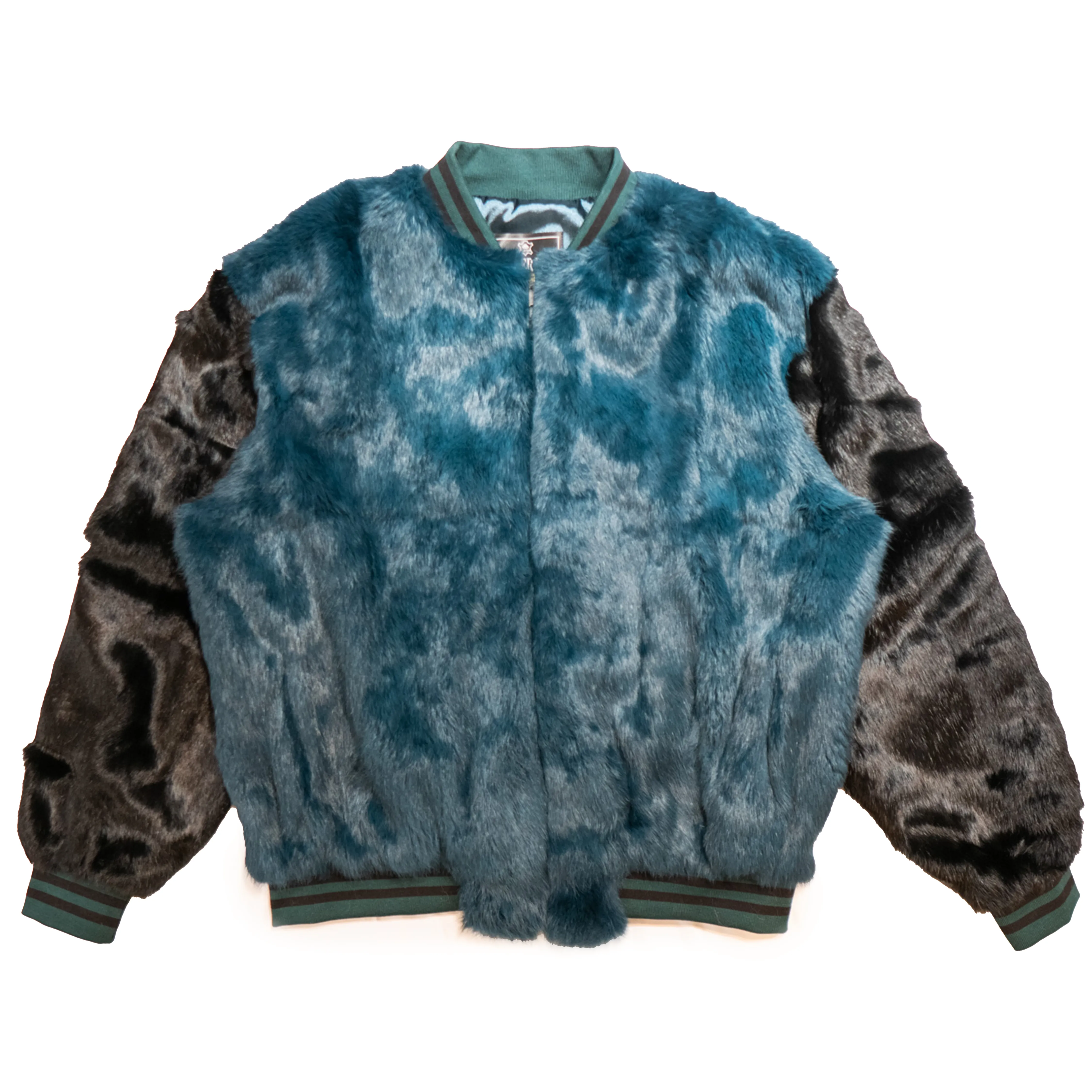 Kashani Men's Eagles Rabbit Fur Bomber Jacket
