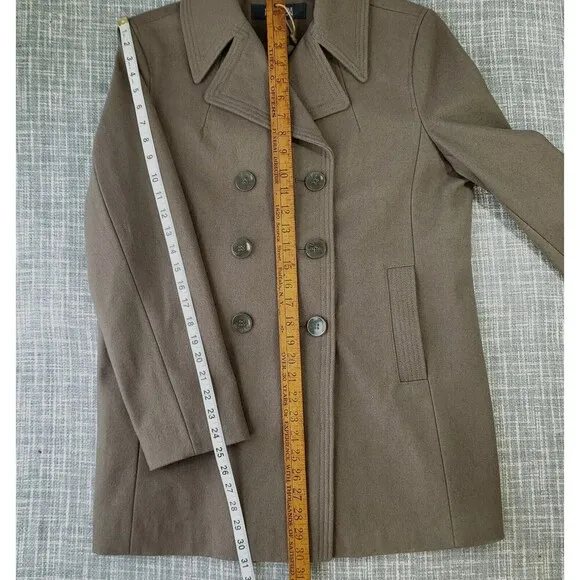 Kenneth Cole Reaction Double Breasted Pea Coat Wool Blend Taupe Womens XL