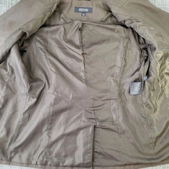Kenneth Cole Reaction Double Breasted Pea Coat Wool Blend Taupe Womens XL