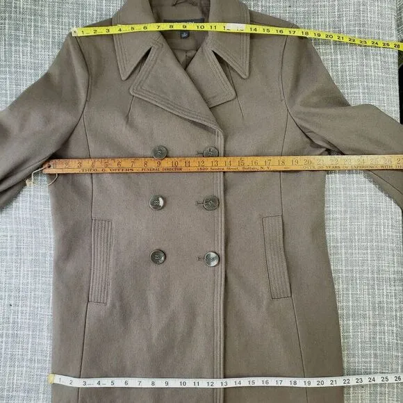 Kenneth Cole Reaction Double Breasted Pea Coat Wool Blend Taupe Womens XL