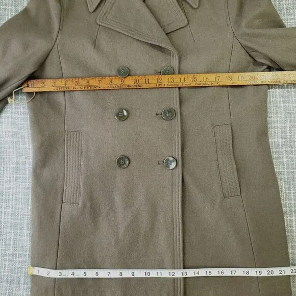 Kenneth Cole Reaction Double Breasted Pea Coat Wool Blend Taupe Womens XL
