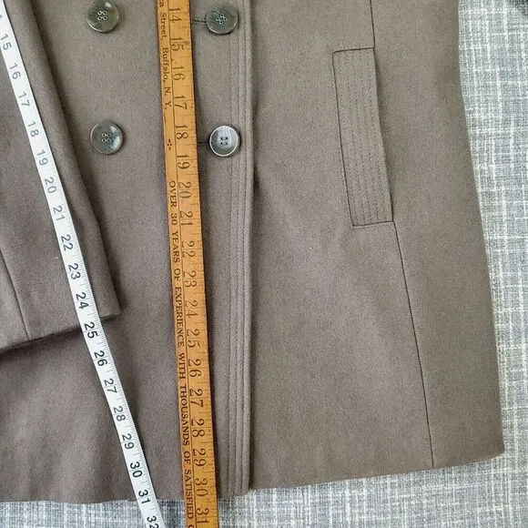 Kenneth Cole Reaction Double Breasted Pea Coat Wool Blend Taupe Womens XL