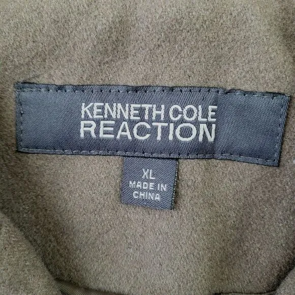 Kenneth Cole Reaction Double Breasted Pea Coat Wool Blend Taupe Womens XL