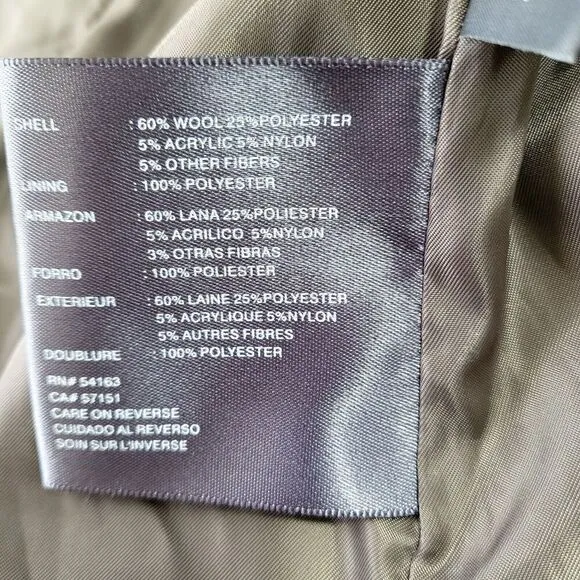 Kenneth Cole Reaction Double Breasted Pea Coat Wool Blend Taupe Womens XL