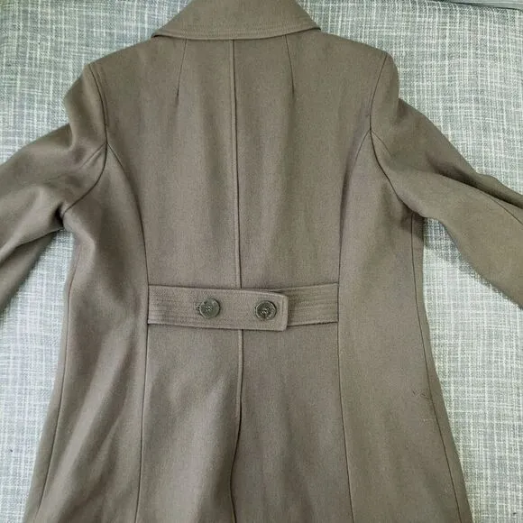 Kenneth Cole Reaction Double Breasted Pea Coat Wool Blend Taupe Womens XL
