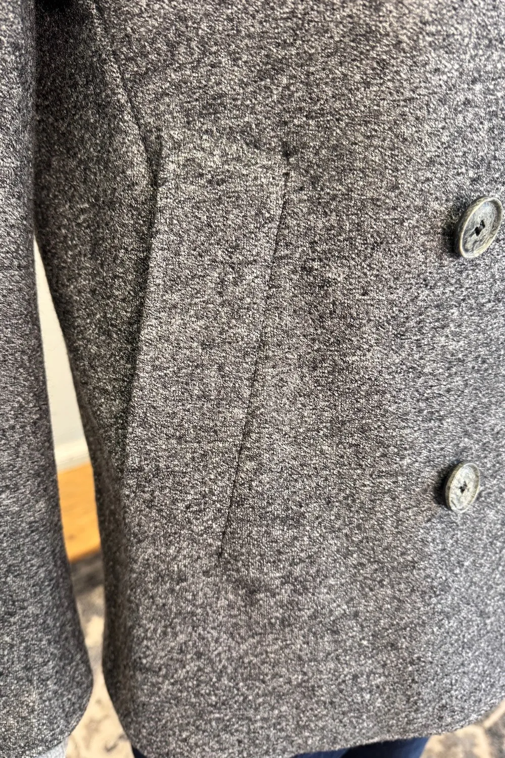 Knit Pea Coat in Heathered Charcoal