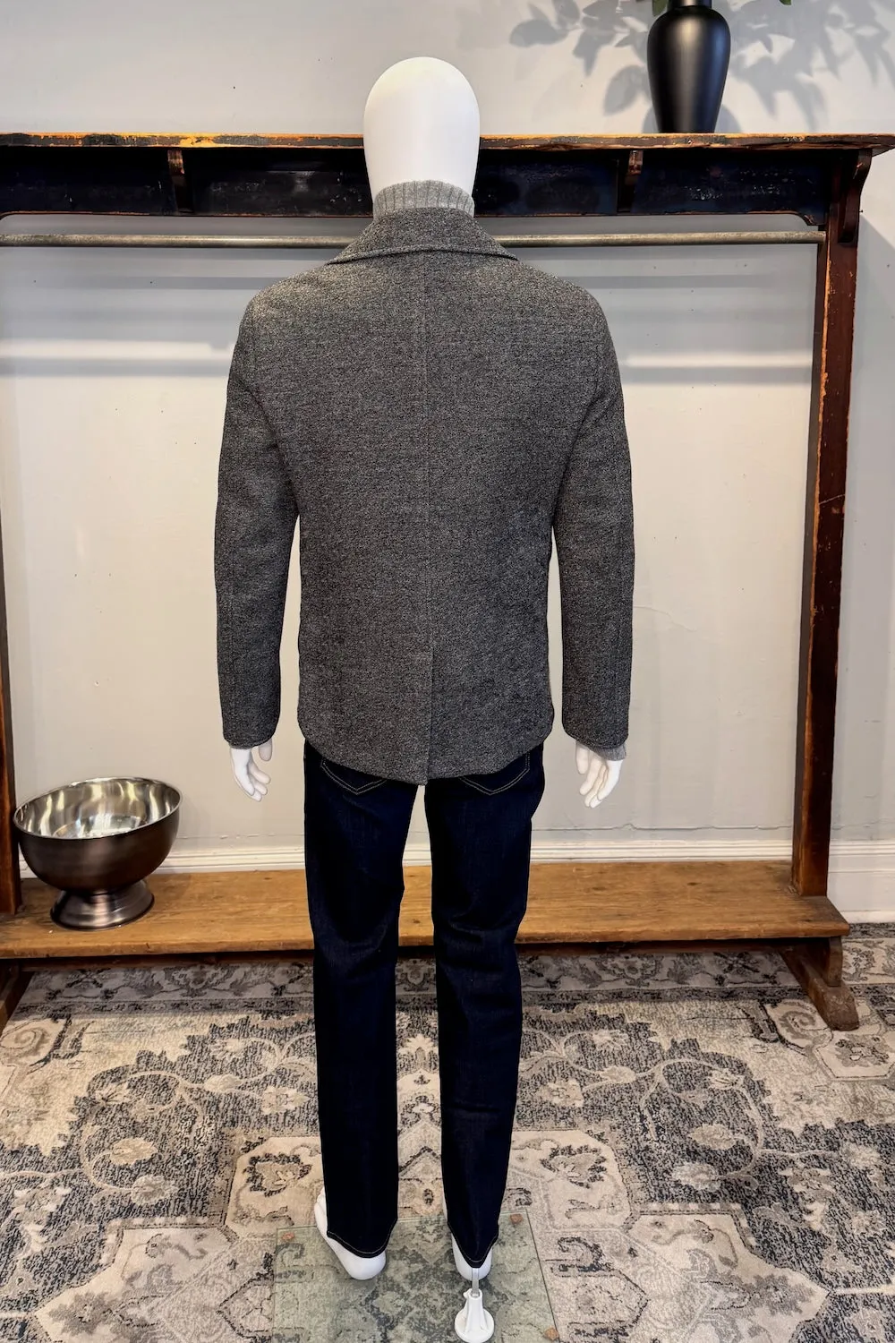 Knit Pea Coat in Heathered Charcoal