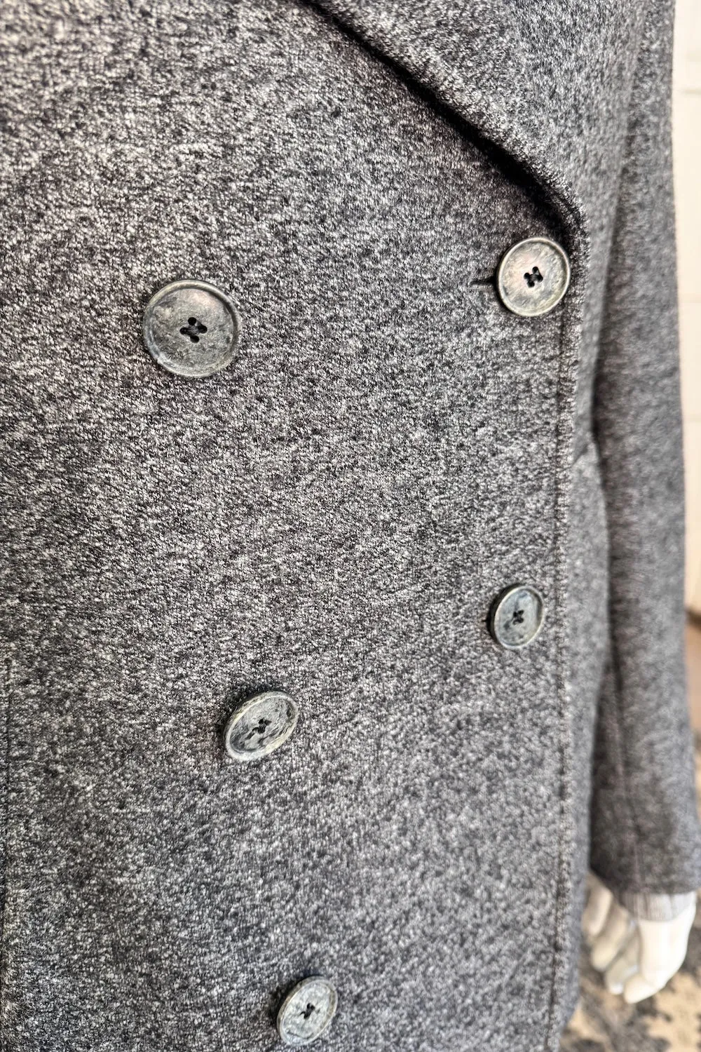 Knit Pea Coat in Heathered Charcoal