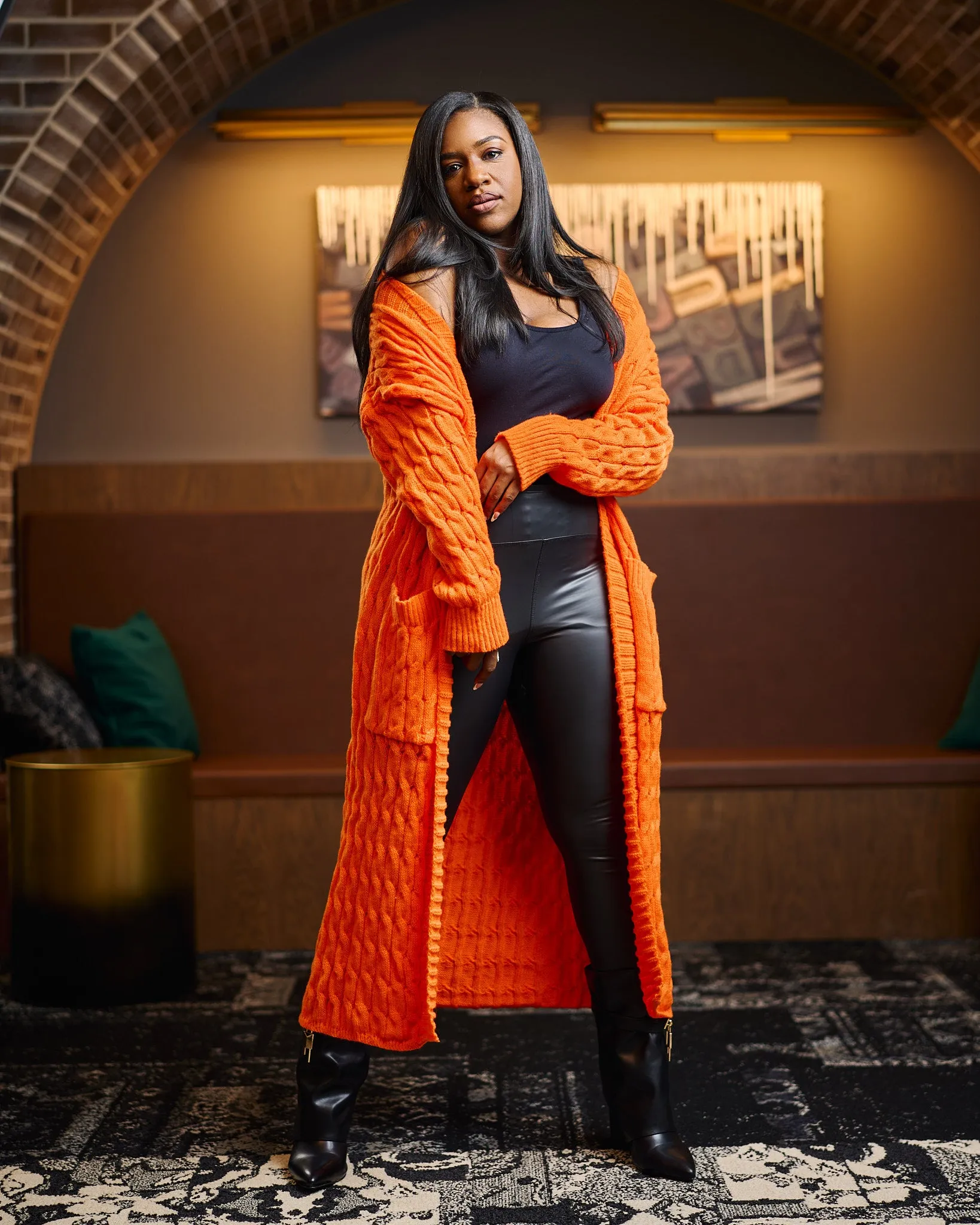 Knitted | Cardigan | Orange