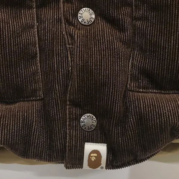 [L] A Bathing Ape Bape Fur Collar Corduroy Down Jacket