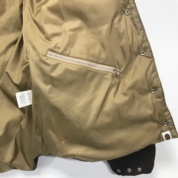 [L] A Bathing Ape Bape Fur Collar Corduroy Down Jacket