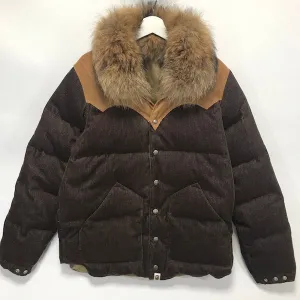 [L] A Bathing Ape Bape Fur Collar Corduroy Down Jacket