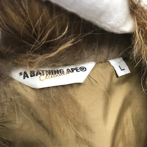 [L] A Bathing Ape Bape Fur Collar Corduroy Down Jacket