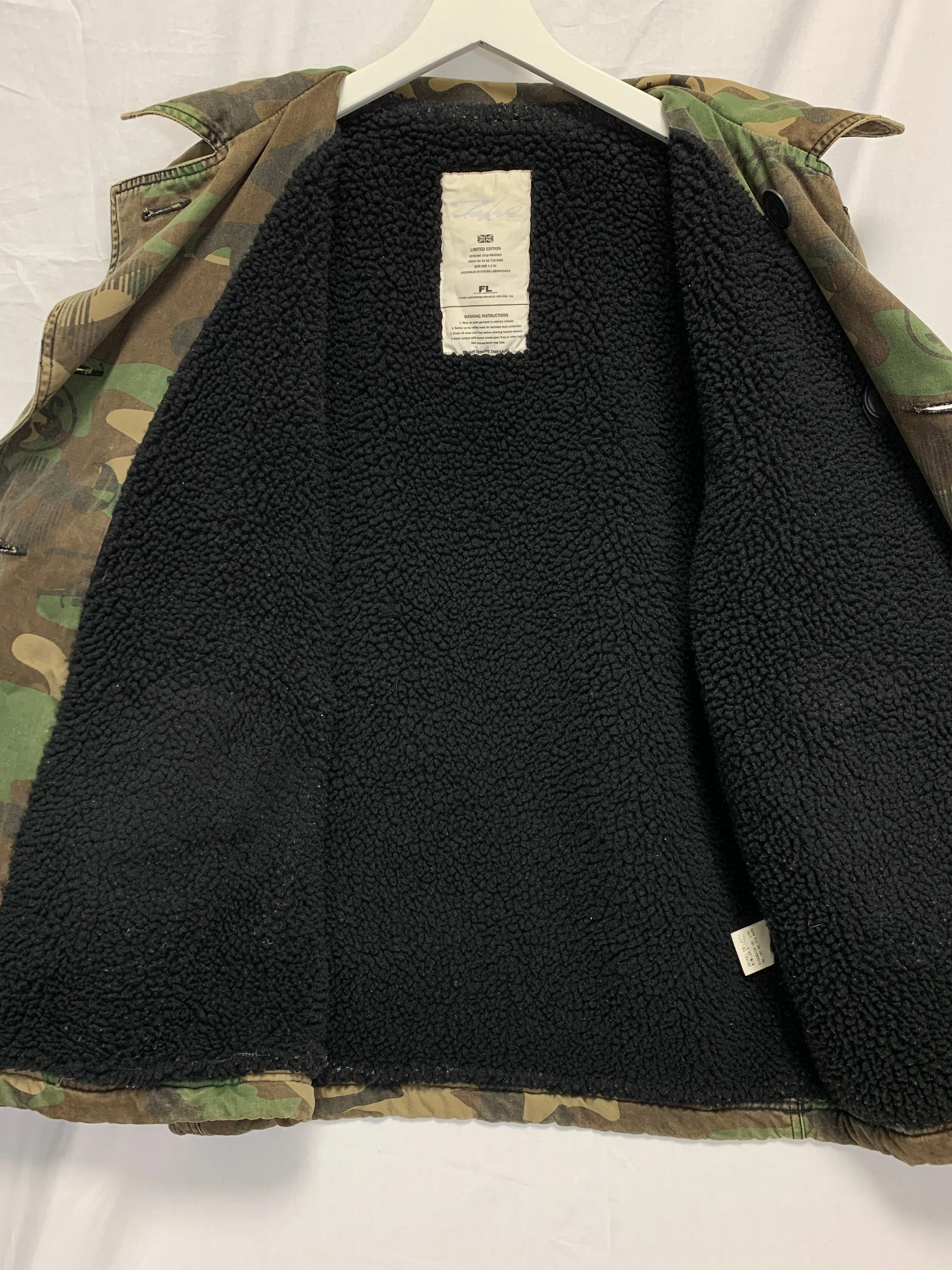[L] Futura Laboratories Camo Cotton Pea Coat