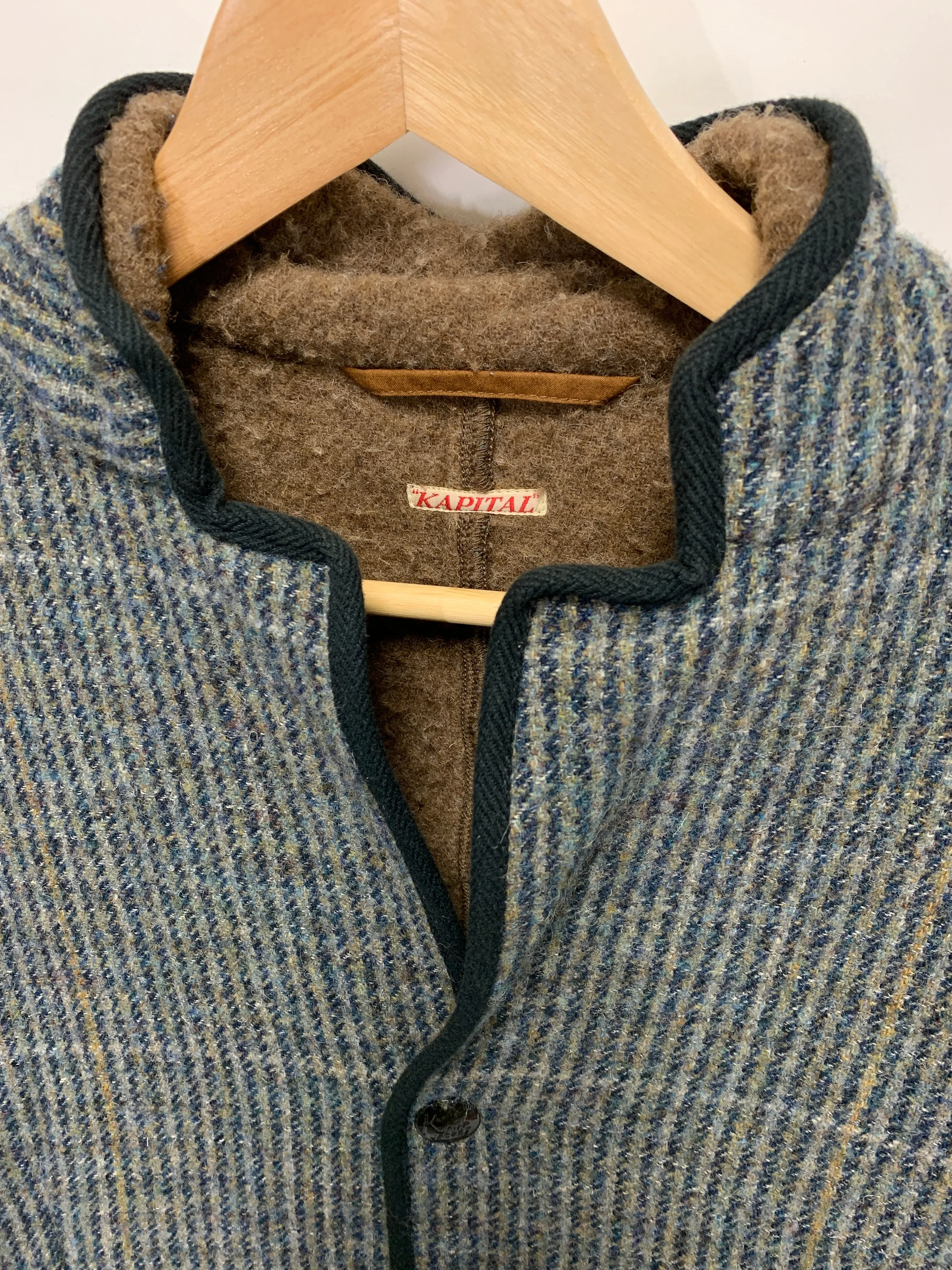 [L] Kapital Fleece Snap Button 3 Button Jacket Navy