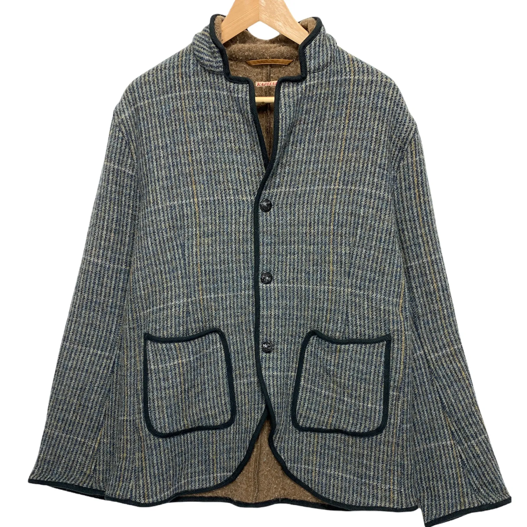 [L] Kapital Fleece Snap Button 3 Button Jacket Navy