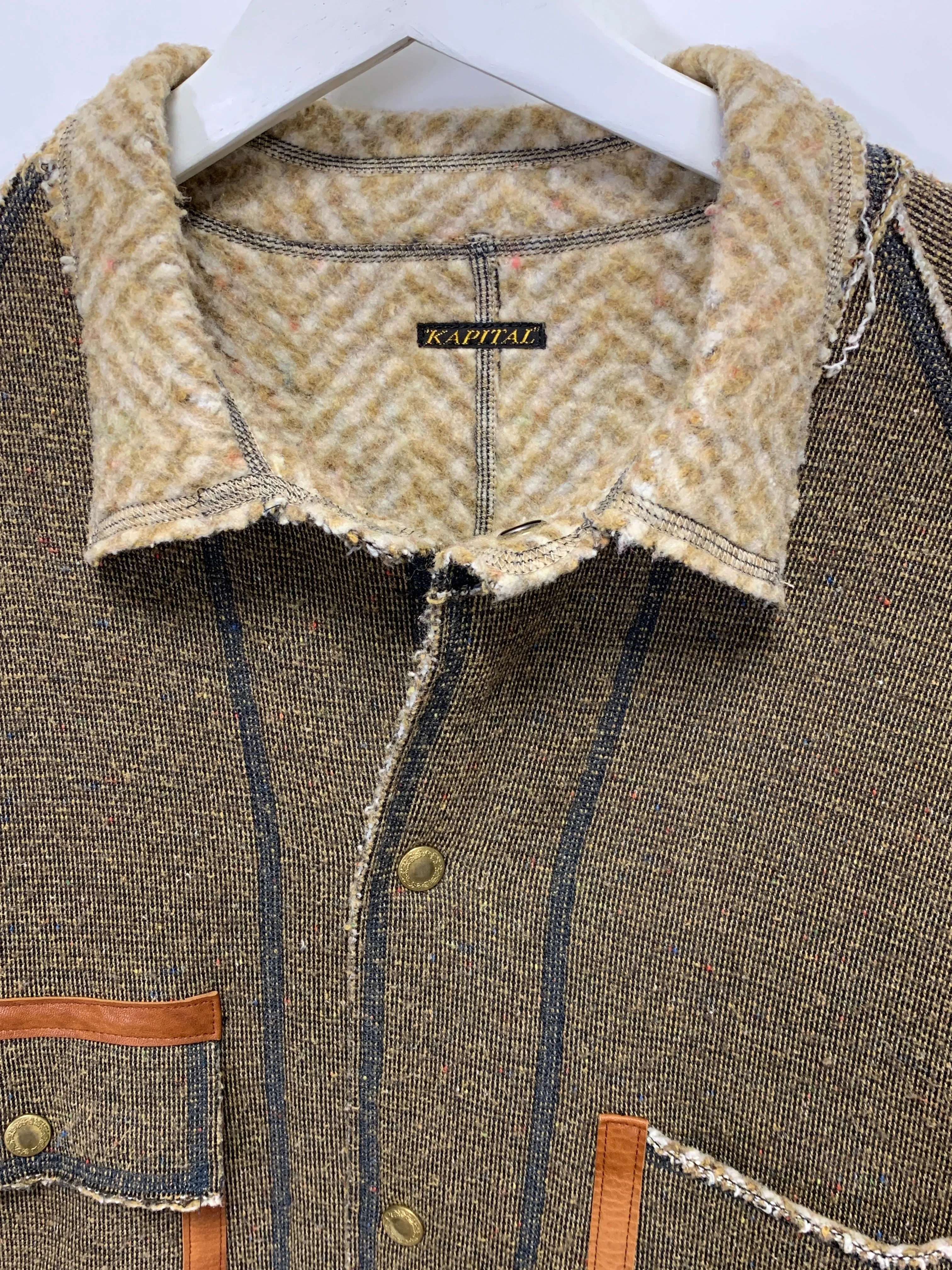 [L] Kapital Fleece Snap Button Work Jacket Brown