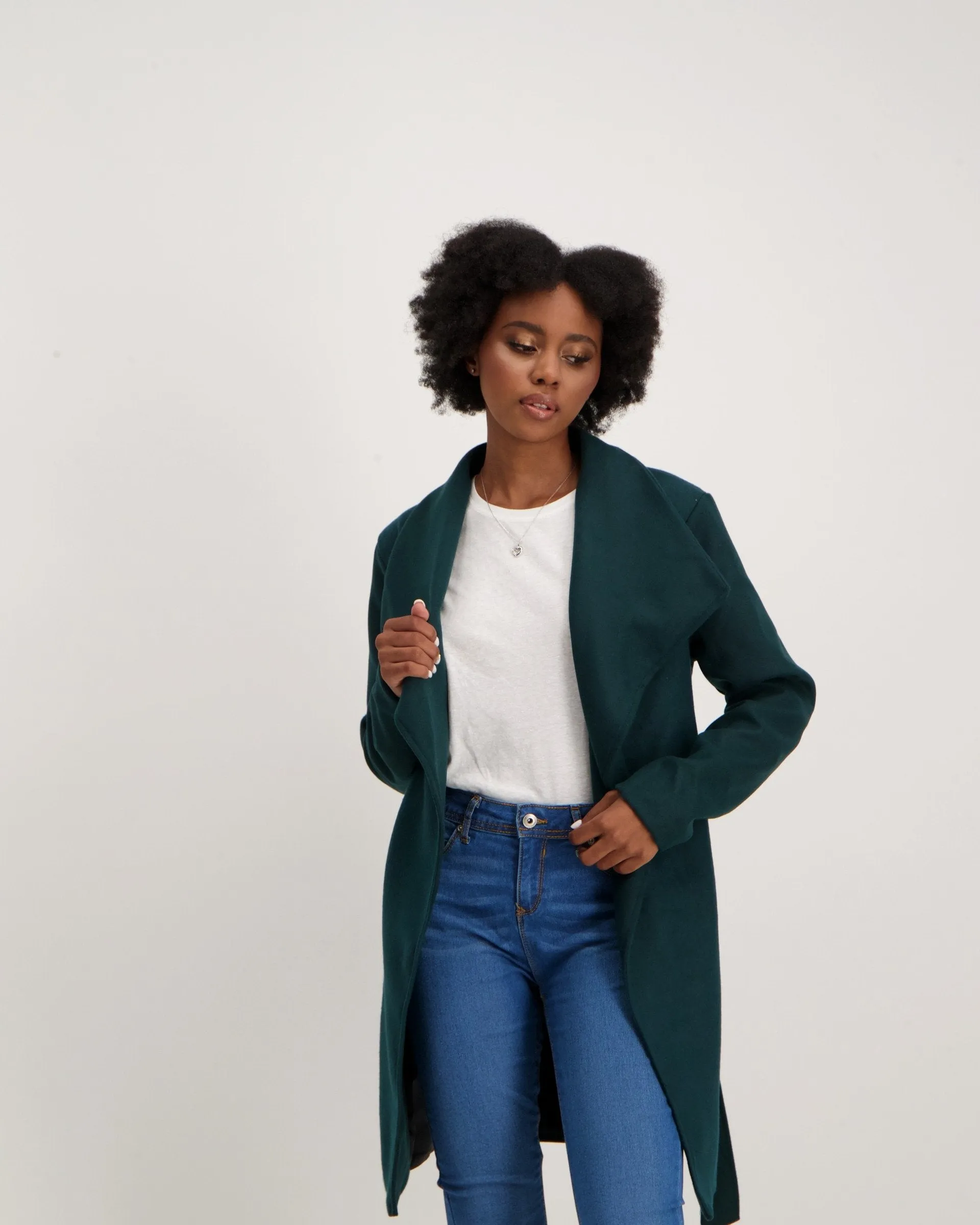 Ladies-Melton Wrap Coat - Green