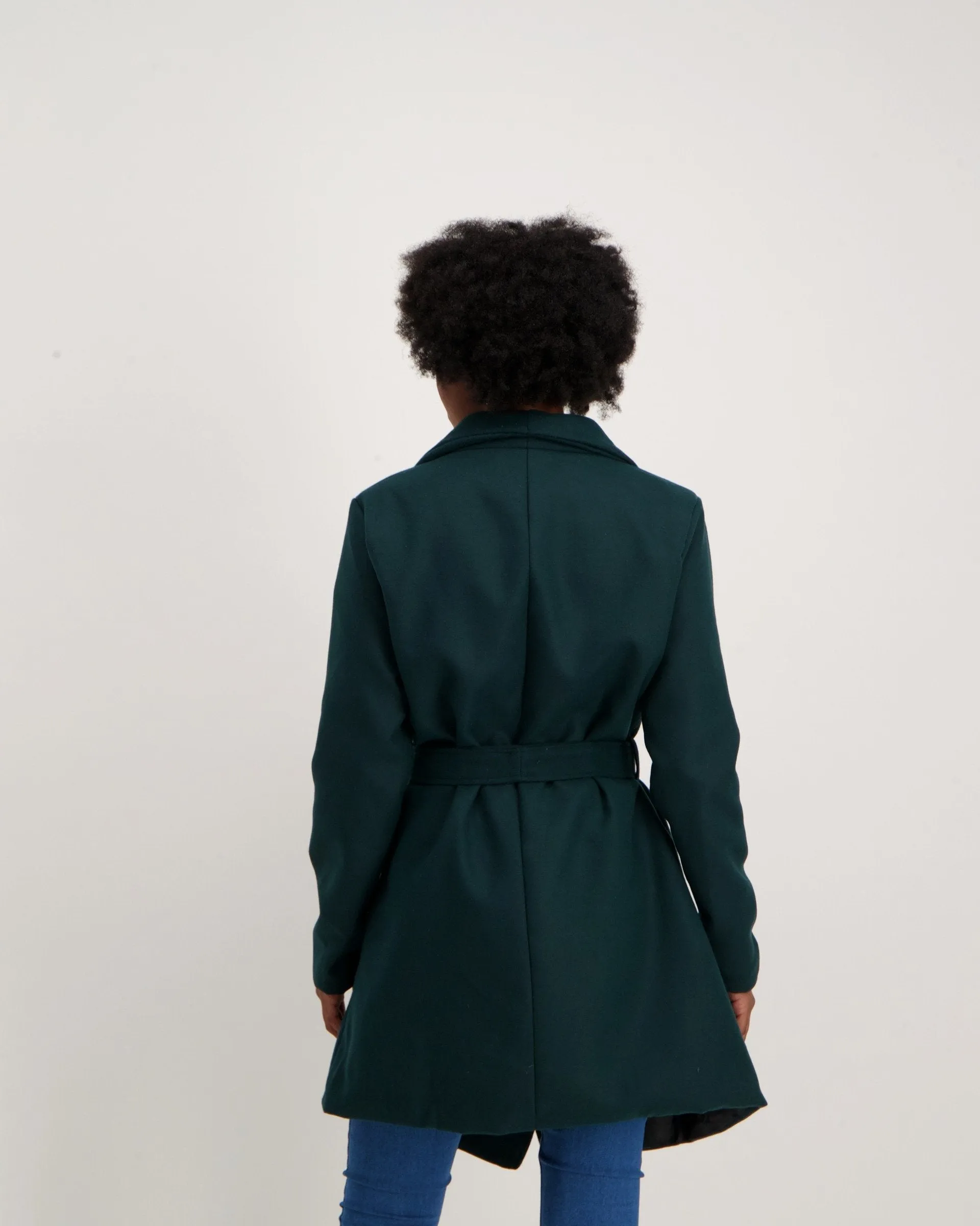 Ladies-Melton Wrap Coat - Green