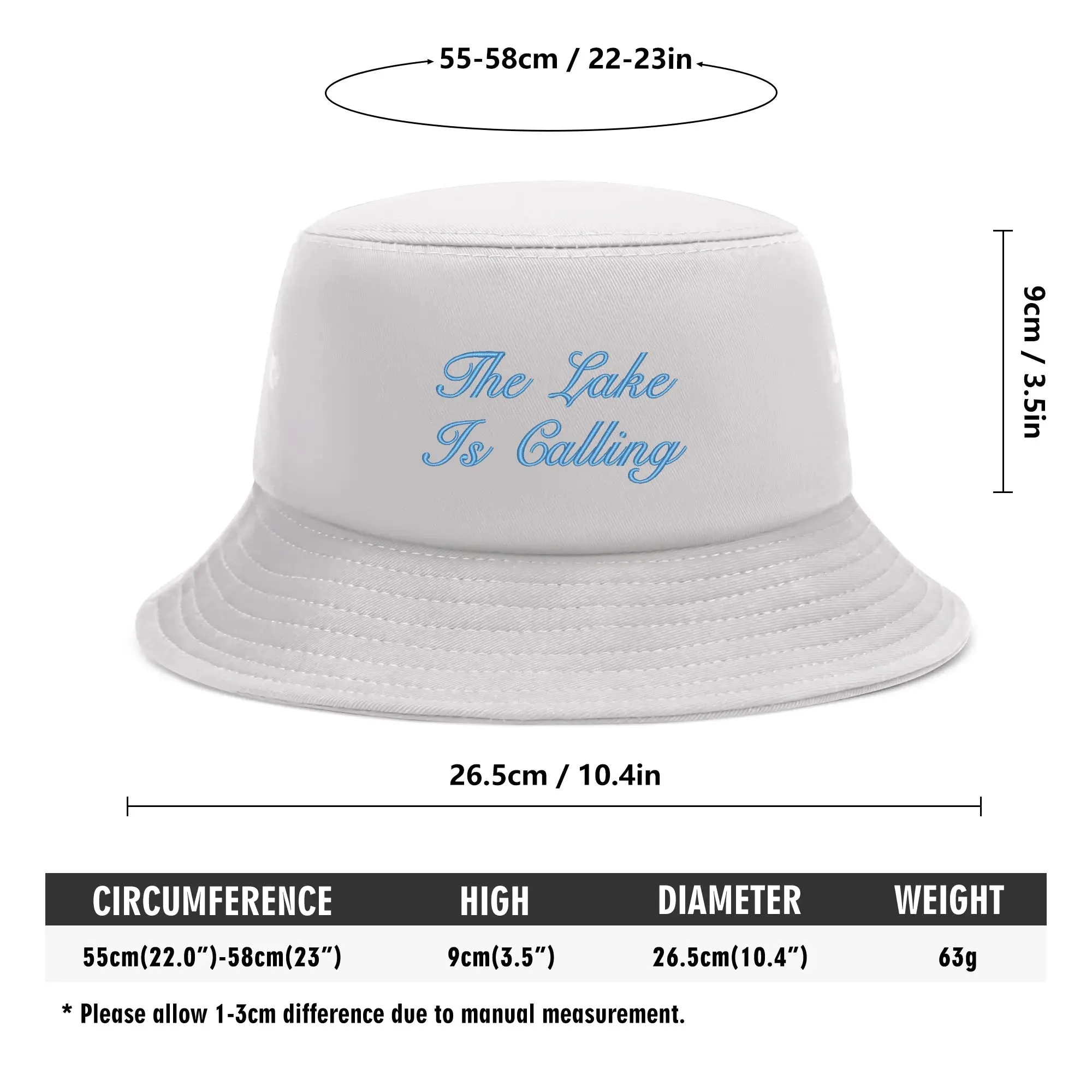 Lake Life Embroidered Text Fishermans Bucket Hat