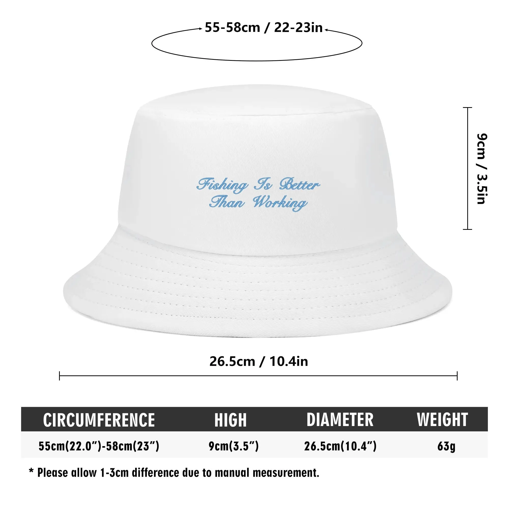 Lake Life Embroidered Text Fishermans Bucket Hat