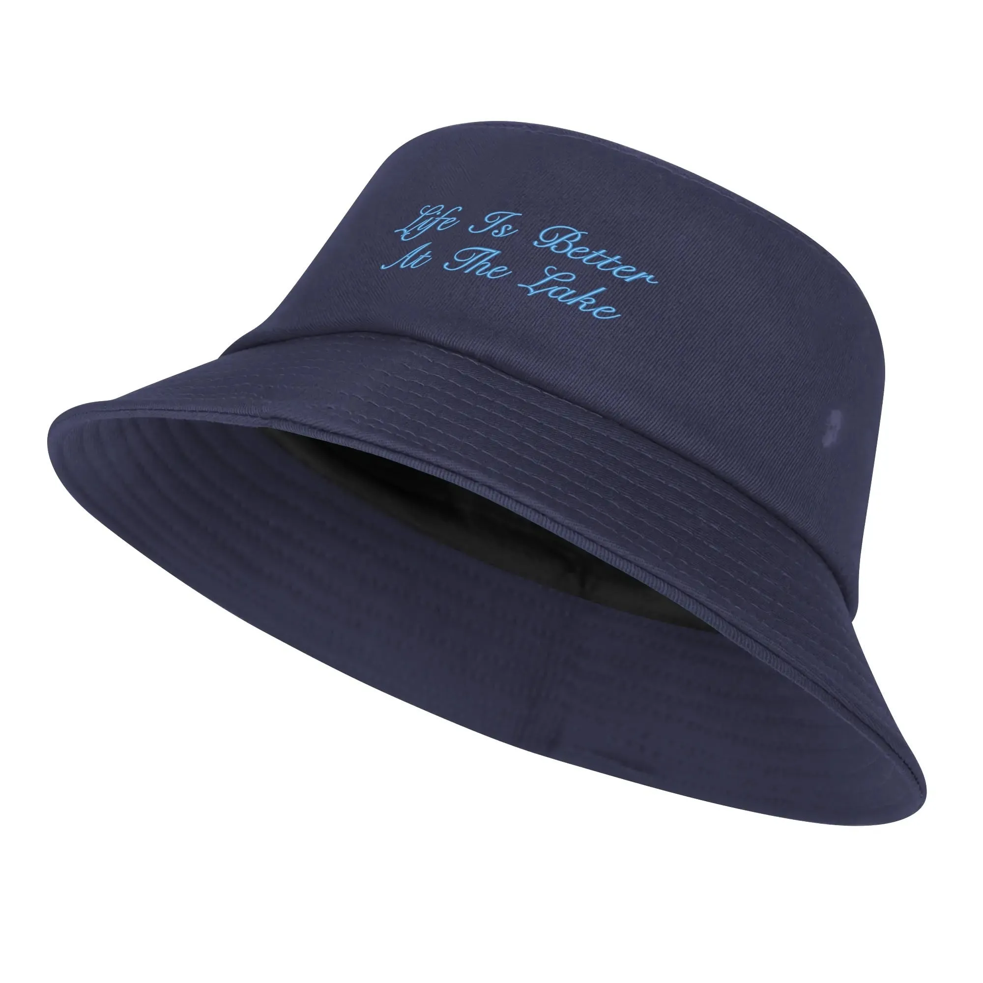Lake Life Embroidered Text Fishermans Bucket Hat