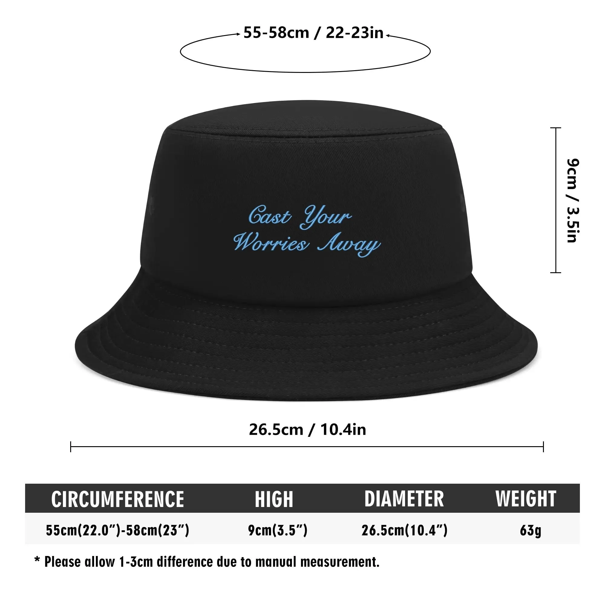 Lake Life Embroidered Text Fishermans Bucket Hat