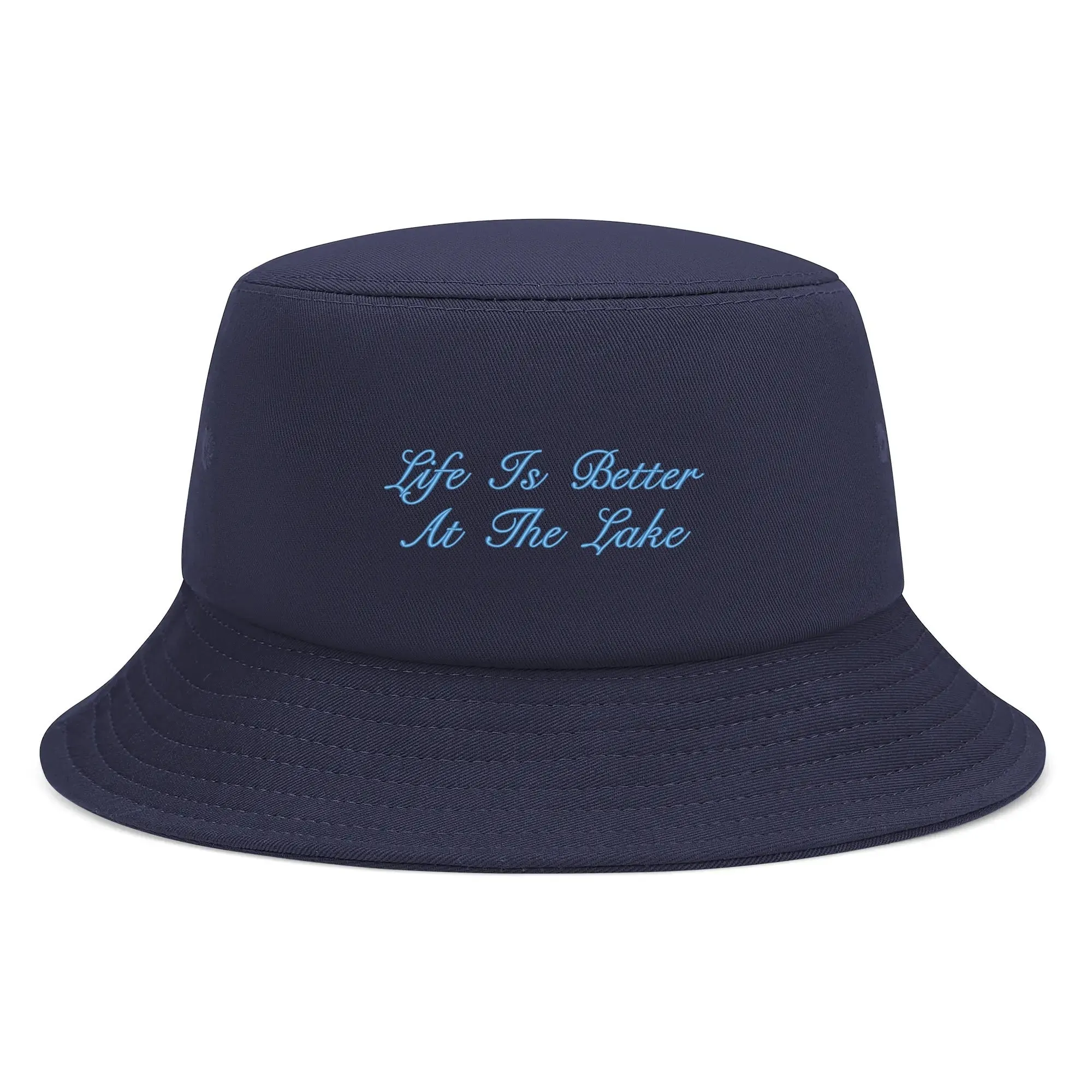 Lake Life Embroidered Text Fishermans Bucket Hat