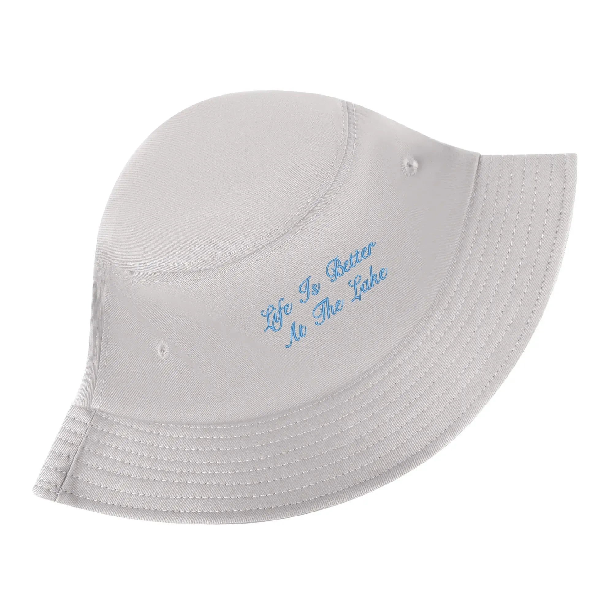 Lake Life Embroidered Text Fishermans Bucket Hat