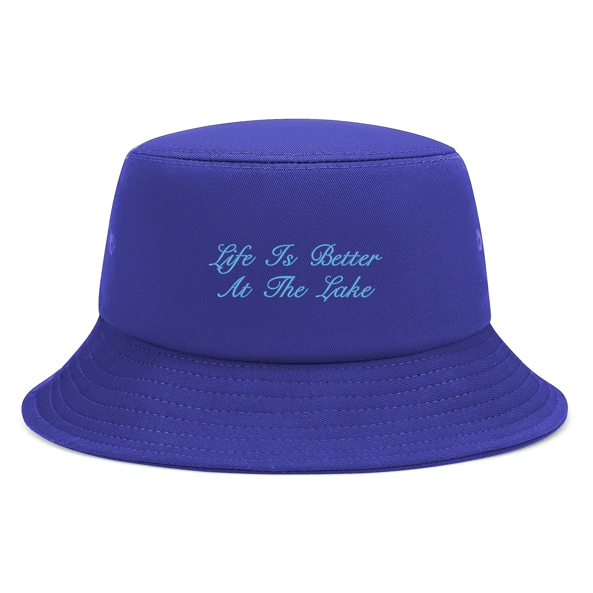Lake Life Embroidered Text Fishermans Bucket Hat