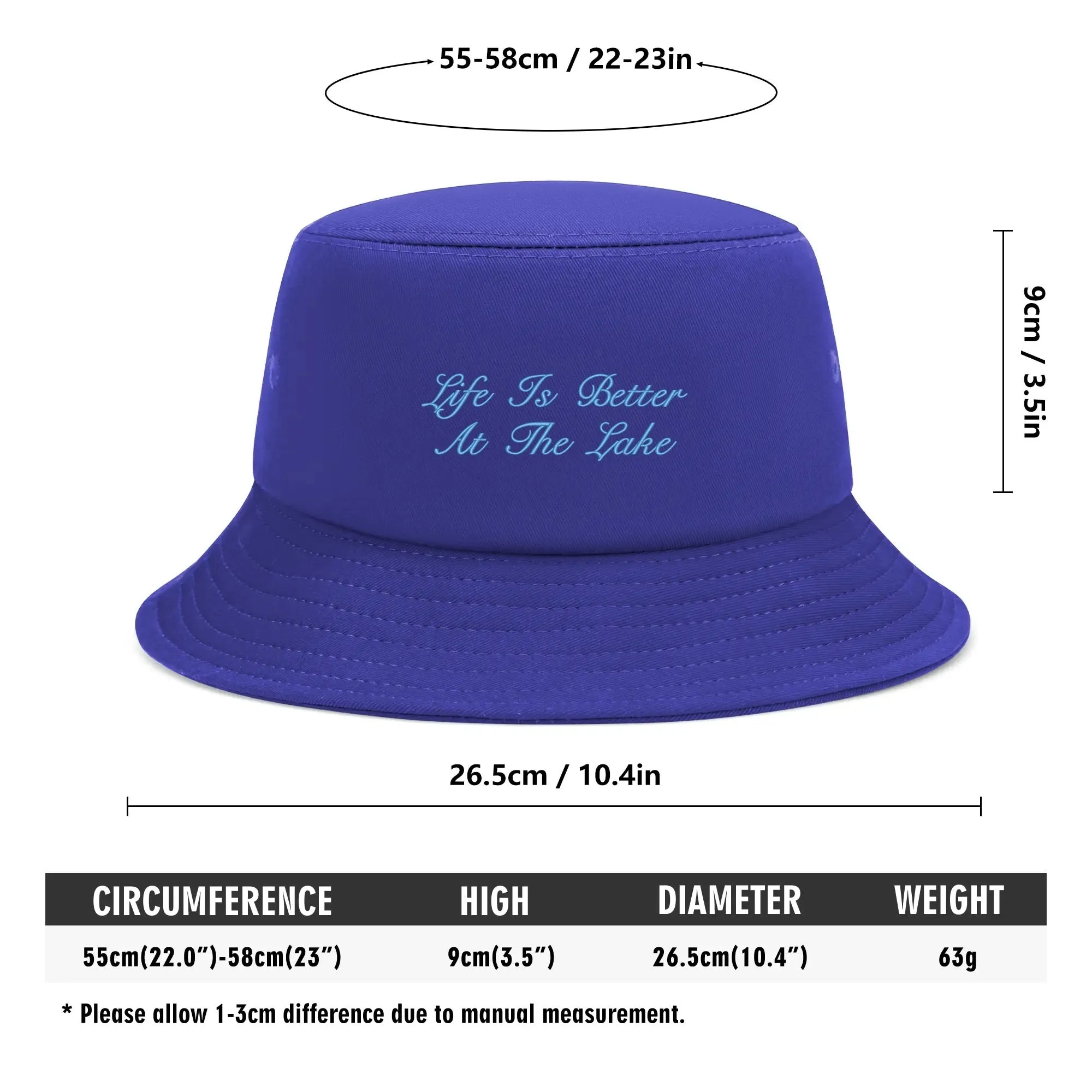 Lake Life Embroidered Text Fishermans Bucket Hat