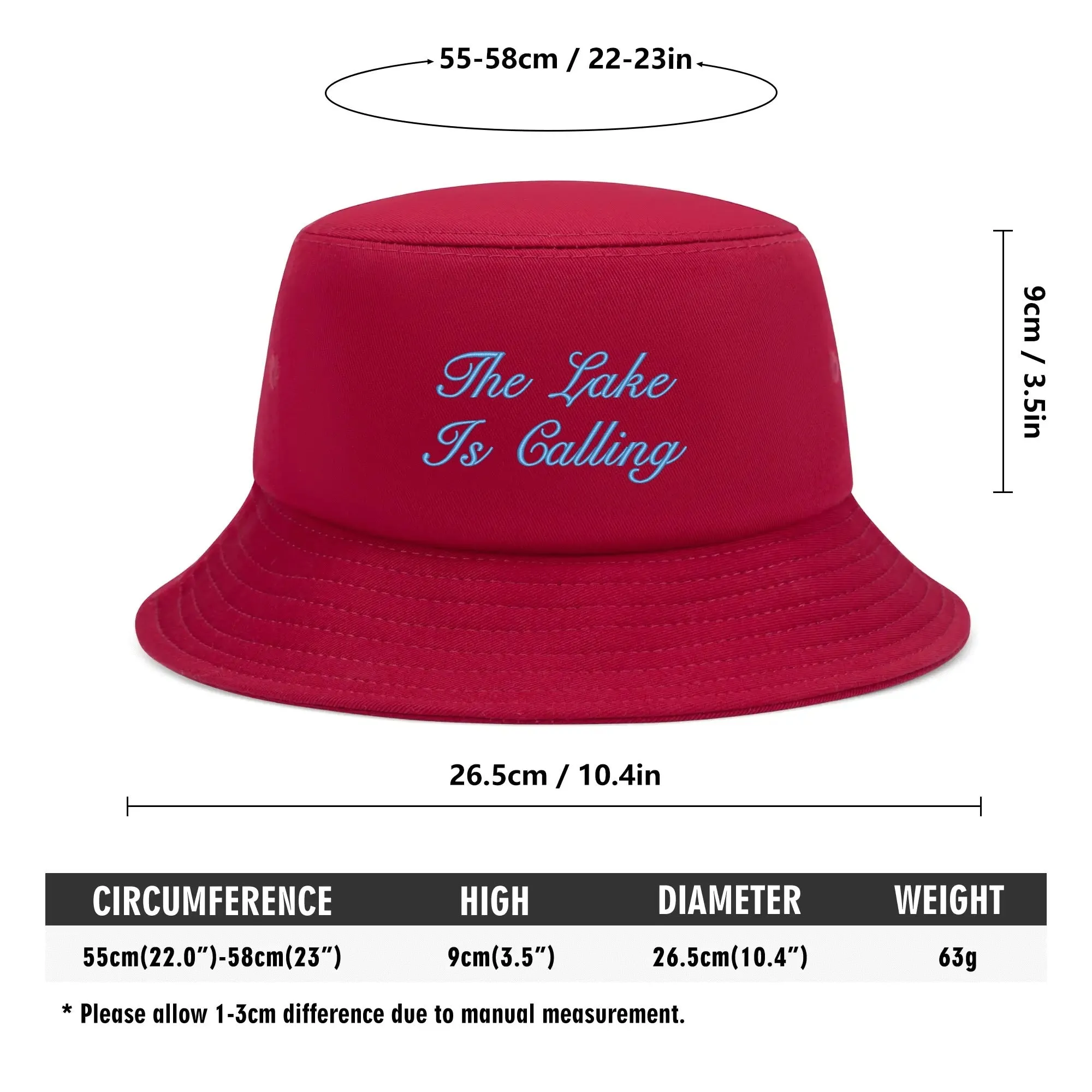 Lake Life Embroidered Text Fishermans Bucket Hat
