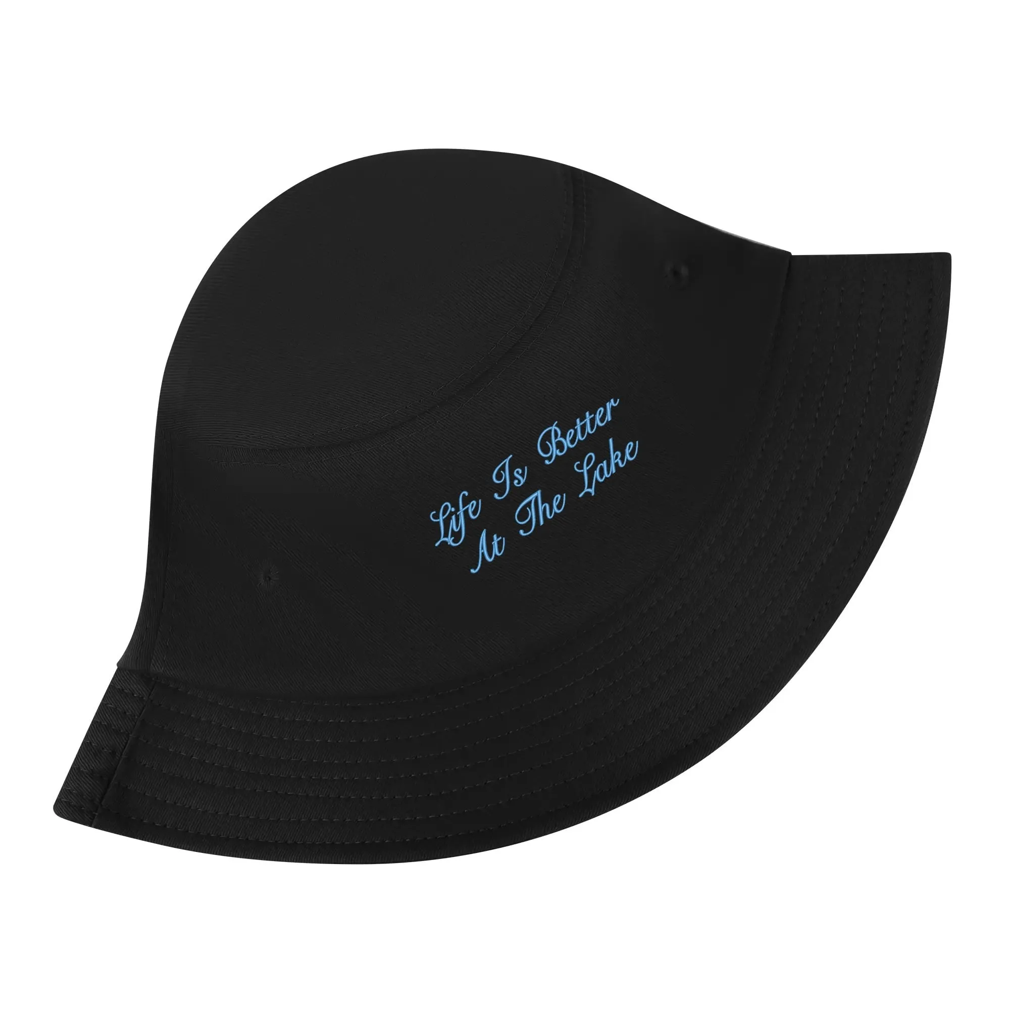 Lake Life Embroidered Text Fishermans Bucket Hat