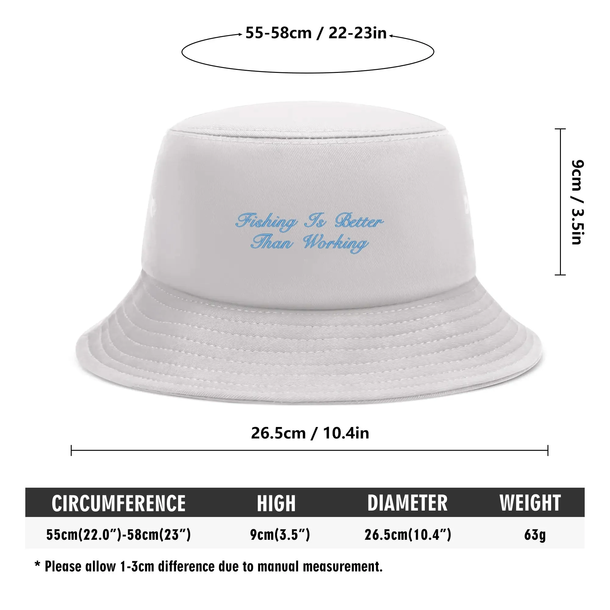 Lake Life Embroidered Text Fishermans Bucket Hat