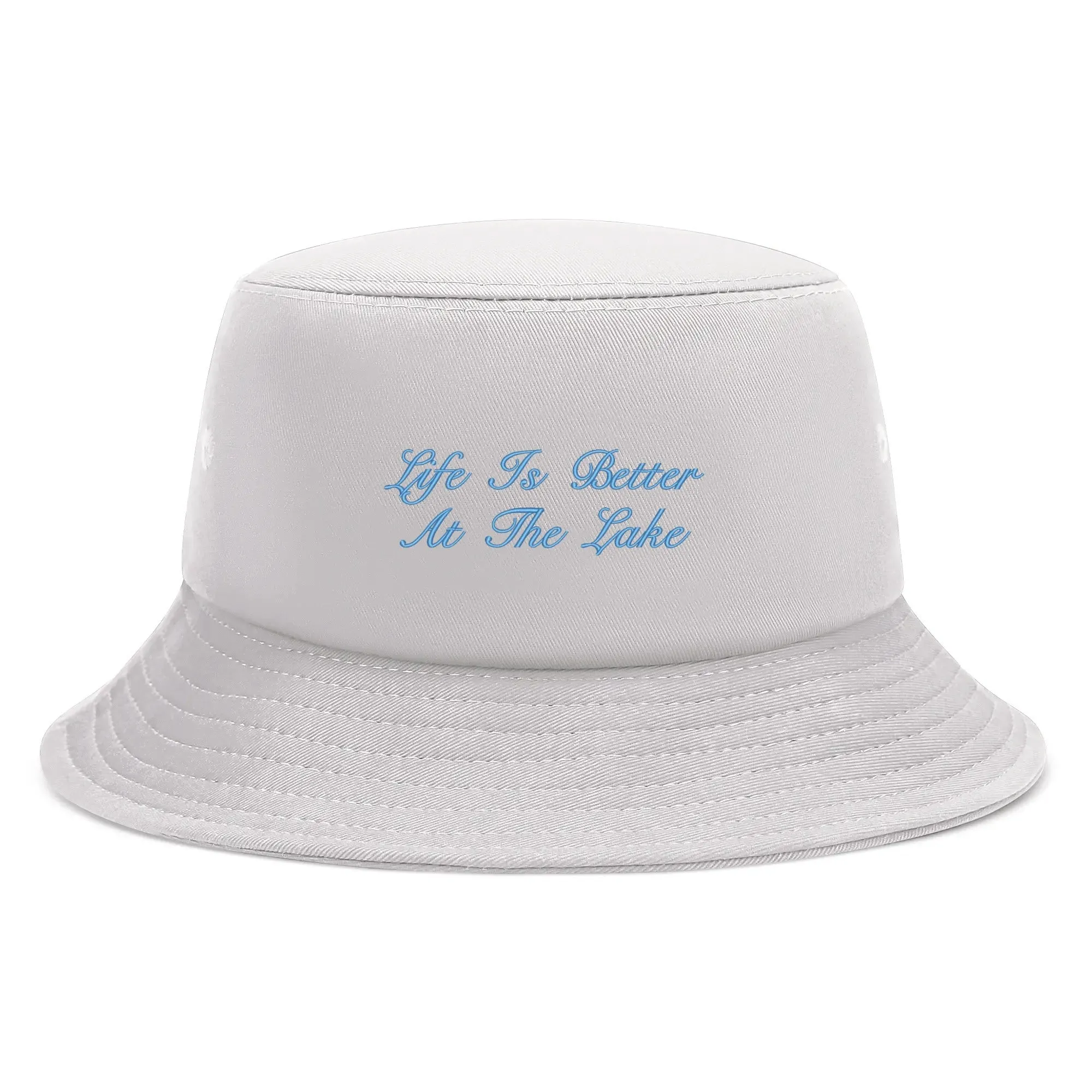 Lake Life Embroidered Text Fishermans Bucket Hat