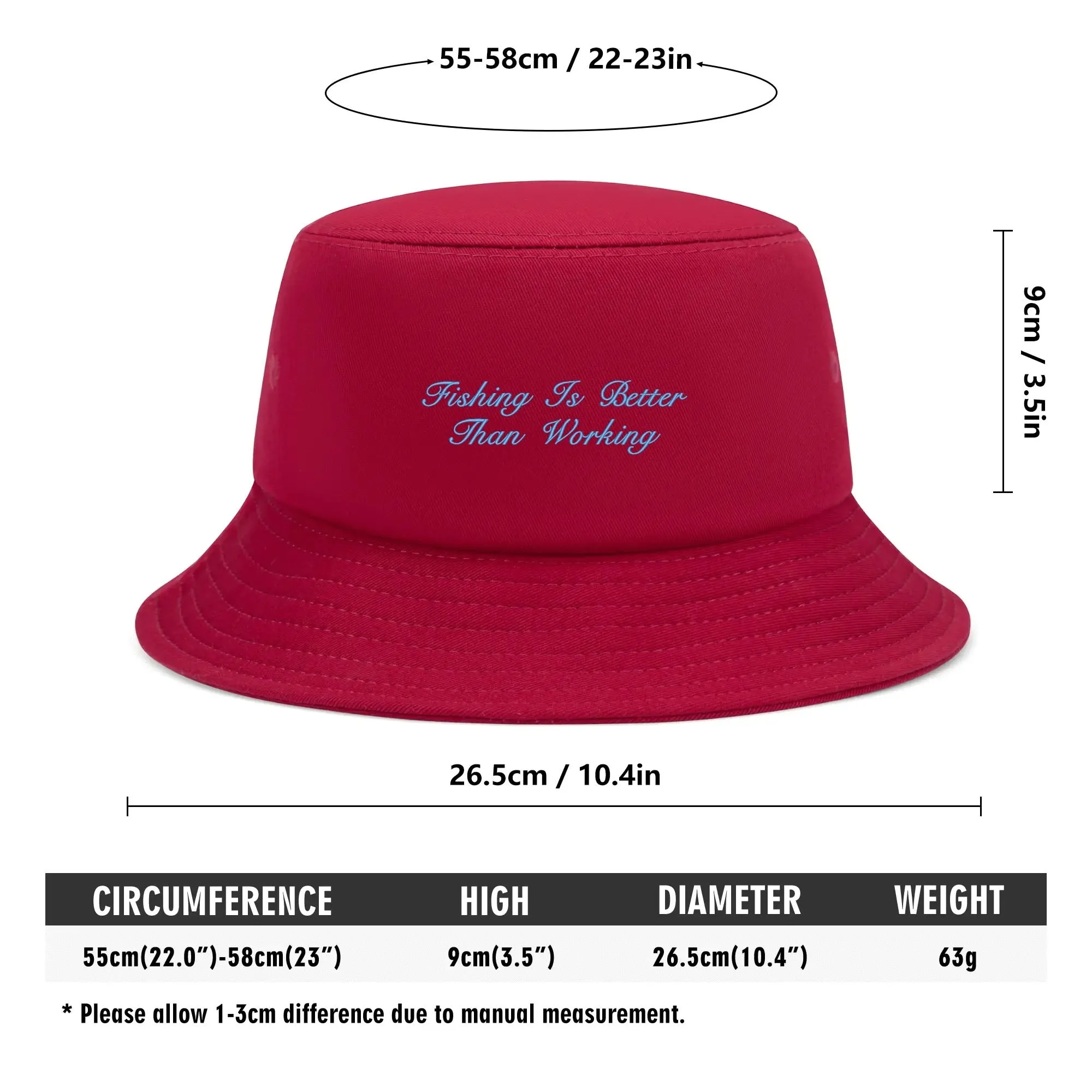 Lake Life Embroidered Text Fishermans Bucket Hat