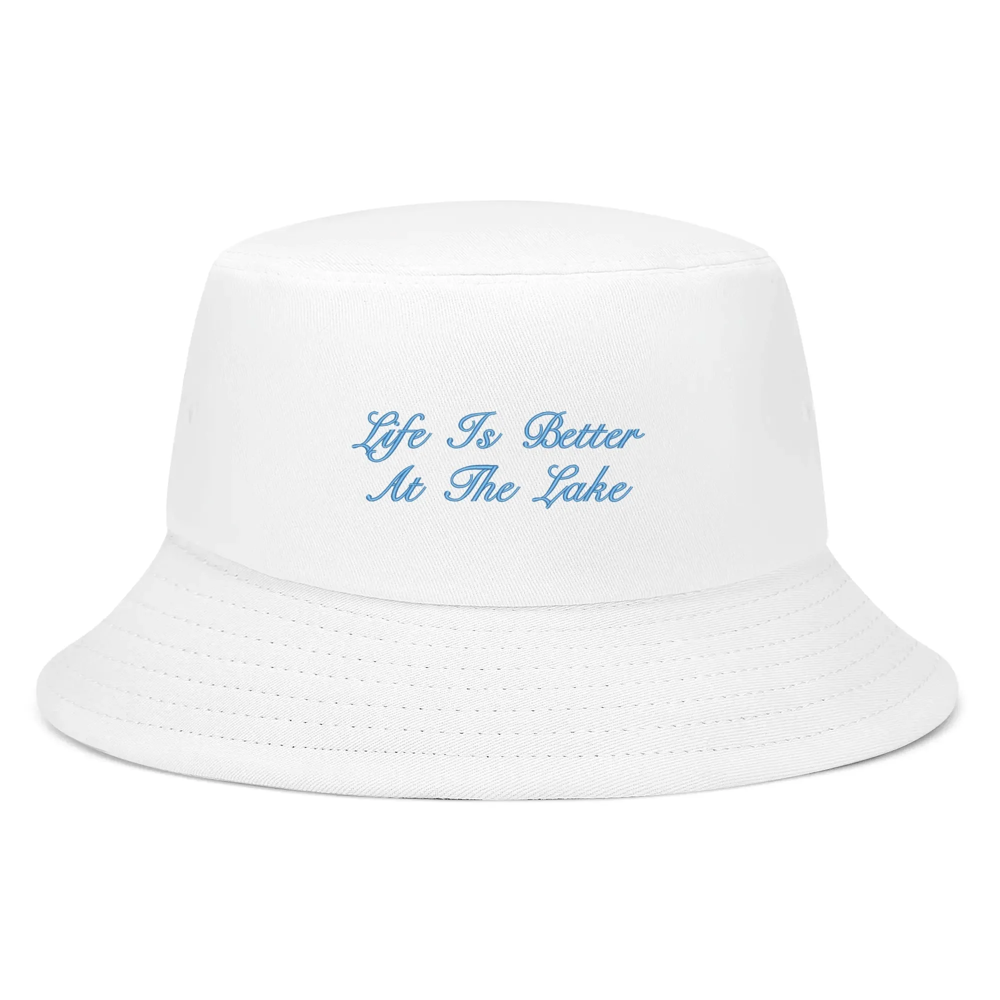 Lake Life Embroidered Text Fishermans Bucket Hat