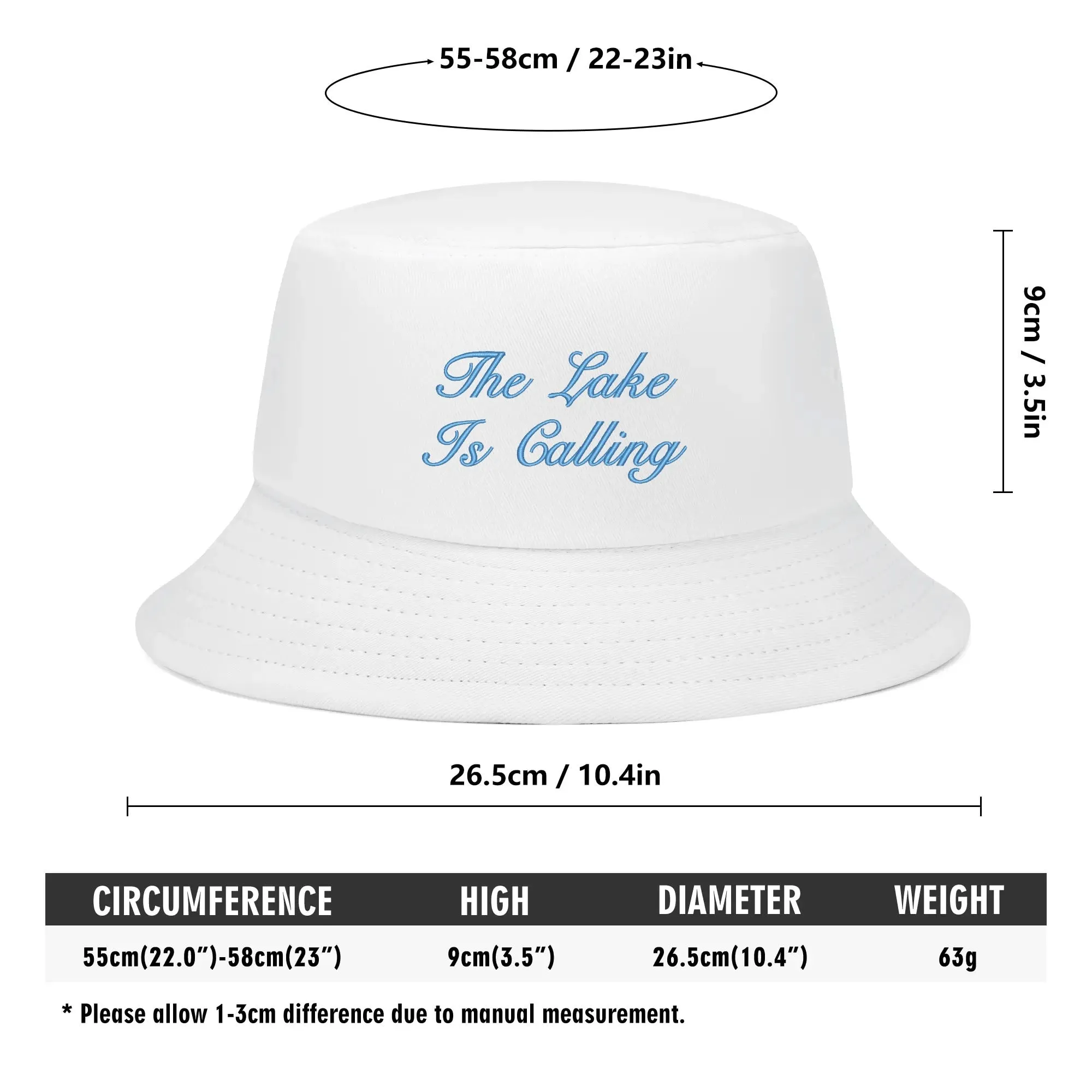 Lake Life Embroidered Text Fishermans Bucket Hat